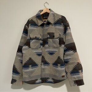 Jachs New York Brown, Blue and Grey Aztec Pattern Flannel Shirt, Size XL